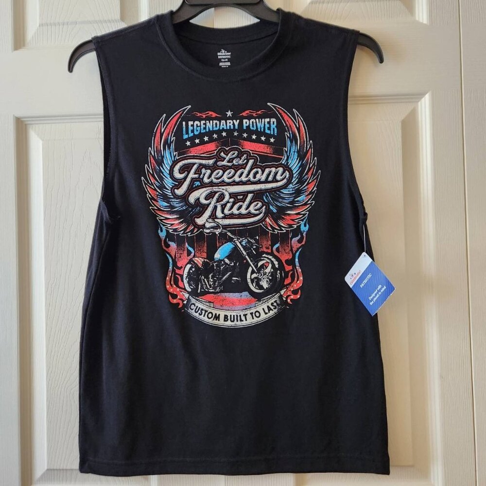 Celebrate! Patriotic Men's Muscle Shirt S Legendary Power Let Freedom Ride